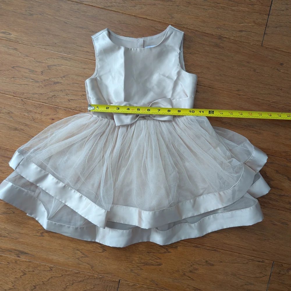 Speechless Champagne Layered Kids Dress with Bow Size 4